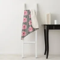 Pink Flowers And Stripes Sherpa Blanket