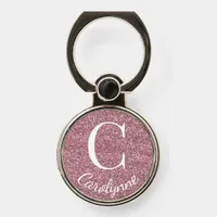 Girly Glam Blush Pink | Rose Gold Glitter Monogram Phone Ring Stand