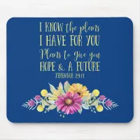 Christian Bible Verse Typography Floral Mouse Pad