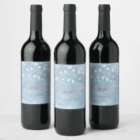 Watercolor Snowdrops Wedding Dusty Blue ID726 Wine Label