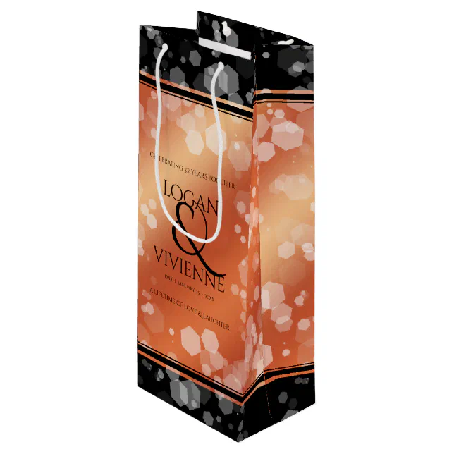 Elegant 8th 32nd Bronze Wedding Anniversary Wine Gift Bag