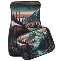 Majestic Moose in Scenic Mountain Landscape Car Floor Mat