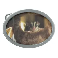 Sugar Glider in Furry Tree Truck Hanging Bed Oval Belt Buckle