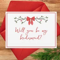 Chic Christmas Will You Be My Bridesmaid Proposal Card