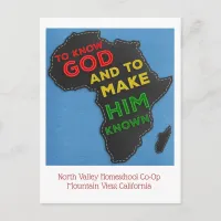 To Know God and to Make Him Known Felted Africa Postcard