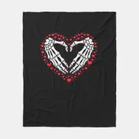 Skeleton Hand Heart Valentines Day Funny Couple Cu Fleece Blanket