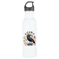 F-Caw-F Raven Moon Gothic Halloween Crow Bird Love Stainless Steel Water Bottle