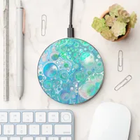 Blue and Green Fluid Art Wireless Charger