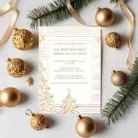 Gold Christmas Trees Corporate Holiday Party Invitation