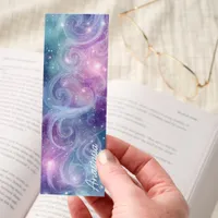 Galaxy Swirls Purple Blue Glitter Bookmarks