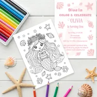 Interactive Mermaid Coloring Fun Creative Birthday Invitation