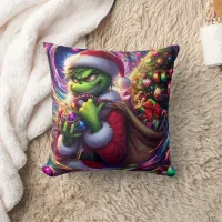 Grinch plans a Christmas heist Throw Pillow