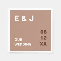 Mocha Brown Modern Wedding Napkins