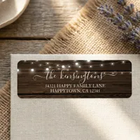 Rustic String Lights Barn Wood Address Label