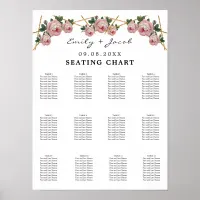 Seating Chart Gold Geometric Pink Floral Wed 120