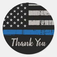 Thin Blue Line Police Law Enforcement Thank You Classic Round Sticker