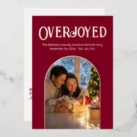 Overjoyed Christmas Baby Birth Announcement Photo