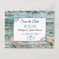 WEathered Wood Wedding Save the Date Postcard