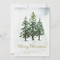 Rustic Winter Pine Forest Christmas 3 Photo Holiday Card