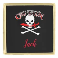 Personalized Jolly Roger (Cutlass)  Gold Finish Lapel Pin