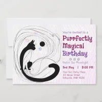 Magical Cat Moonlight Birthday Invitation