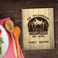 Rustic Wood Nature Family Cabin Recipe Brown Name Notebook