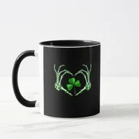 Skeleton Hand Heart Shamrock St Patricks Day Paddy Mug