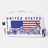 USA America Flag Monument Illustration Souvenir Dopp Kit