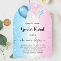 Gender reveal party pink blue baby boy girl arch invitation