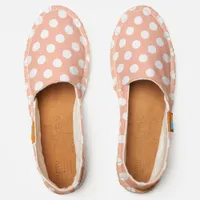 Peach White Polka Dots Patterned Summer Beach Espadrilles