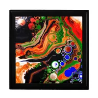 Orange, Blue, Green, Black Digital Fluid Art   Gift Box