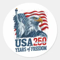 USA 250 America's Semiquincentenl Liberty & Eagle Classic Round Sticker