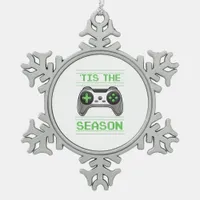 Tis The Season Video Games Christmas Xmas Gamer Snowflake Pewter Christmas Ornament