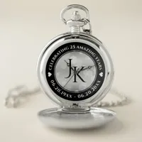 Elegant 25th Silver Wedding Anniversary Pocket Watch