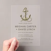 Rustic Vintage Anchor Nautical Wedding Acrylic Invitations