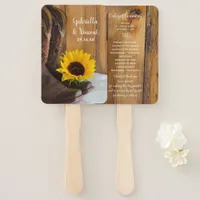 Country Sunflower Western Wedding Programs Hand Fan