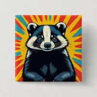A Cute Pop Art Badger Button