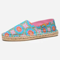 Vibrant Retro Turquoise Pink Patterned Espadrilles