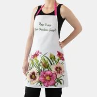 Red Daylilies Floral Botanical Print Apron
