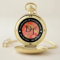 Elegant 2nd 29th Garnet Wedding Anniversary Pocket Watch