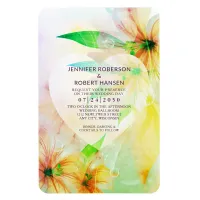 Floral Heart Dewdrops Yellow Hibiscus Wed Invite Magnet