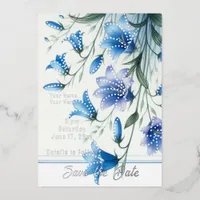 Modern Buebells Floral Flower Wedding Foil  Foil Invitation