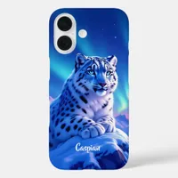 Stunning Snow Leopard on Mountain Rock iPhone 16 Case