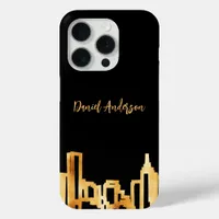 Black gold city skyline business real estate iPhone 15 pro case