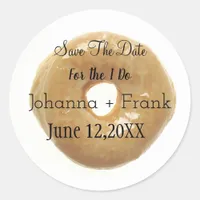 Save The Date Glazed Donut Classic Round Sticker