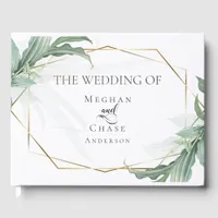 Wedding Guest Book |Modern Elegant Tropical Leaves
