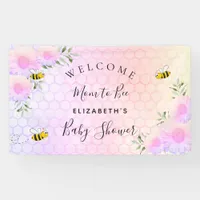 Baby shower pink rainbow greenery mom to bee banner