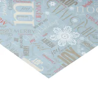 Christmas Text and Snowflake Pattern Blue ID257 Tissue Paper