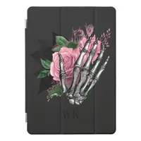 Vintage Gothic Pink Roses Skeleton Monogram iPad Pro Cover