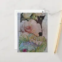Swan and Roses collage Postcard